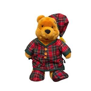 The Disney Store Winnie The Pooh Plaid Pj’s Pajamas Stuffed Plush Doll 14”